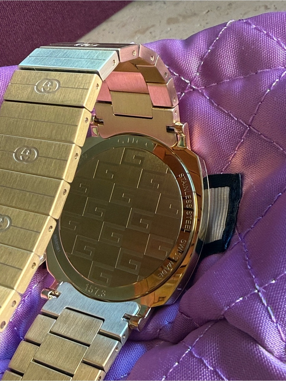 NWB Gucci Grip YA157409 38mm GG Gold Dial Stainless Steel Mens & Unisex Watch - Picture 10 of 16